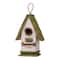 Glitzhome® 11" Hanging Wood Green Roof Garden Decorative Birdhouse